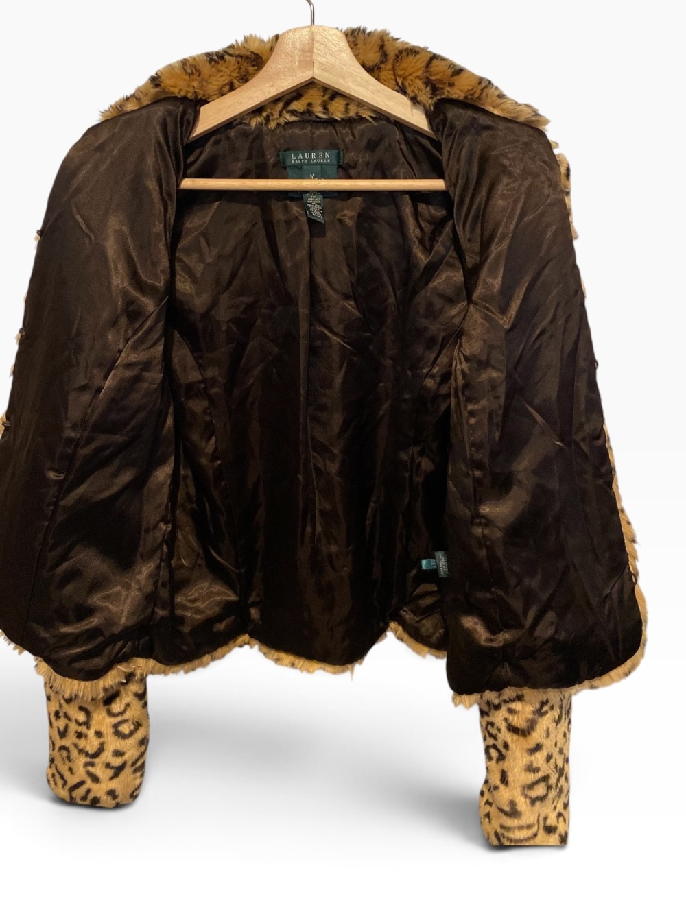 VINTAGE LAUREN RALPH LAUREN FAUX FUR CHEETAH ANIMAL PRINT JACKETS SZ MEDIUM - Picture 5 of 8